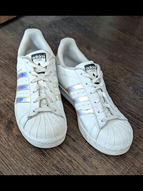 Adidas Superstar White & Holographic Sneakers - Men’s 6 / Women’s 8
